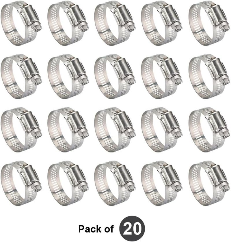 Duravel Stainless Steel Hose Clamps, Adjustable Worm Drive (Pack of 20, 16-22mm) - Image 2